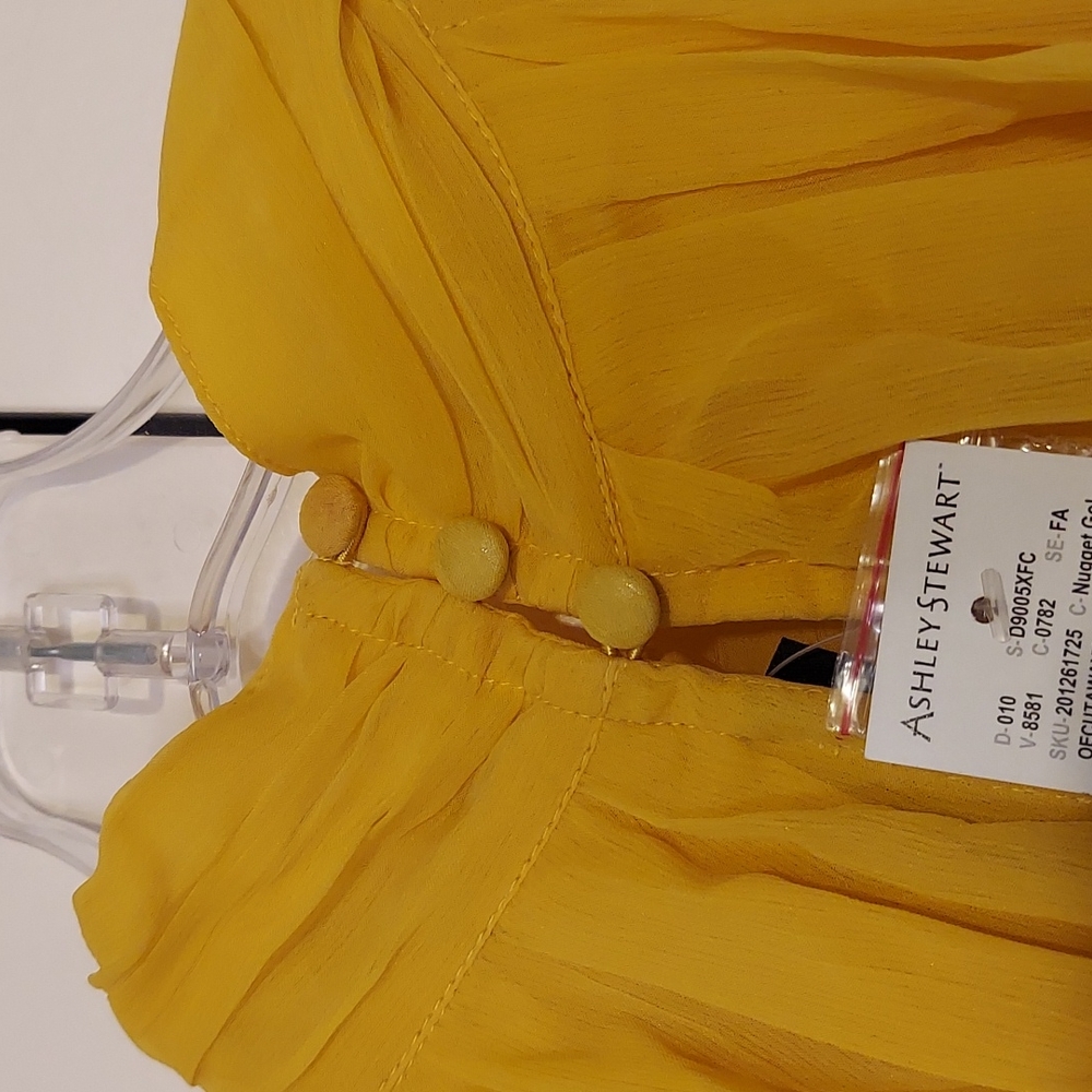Ashley Stewart Halter Overlay Wide Leg Jumpsuit Size 14 NWT Nugget Gold - Picture 7 of 15